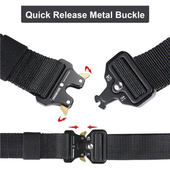 Men's Tactical Belt Heavy Duty WebbingBelt Adjustable Military Style Nylon Belts - Picture 4 of 7